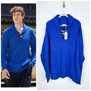 NWT Coofandy Men's Cobalt Blue Shawl Collar Sweater Sz XXL
